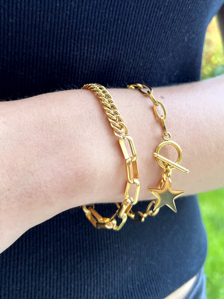 Pulsera Estrella Radiante Baño Oro