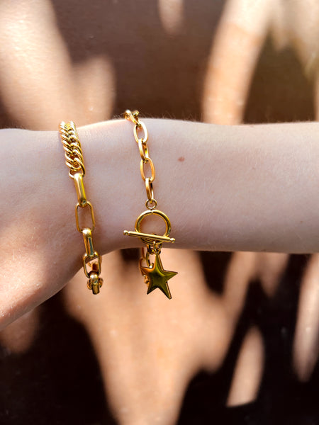 Pulsera Estrella Radiante Baño Oro