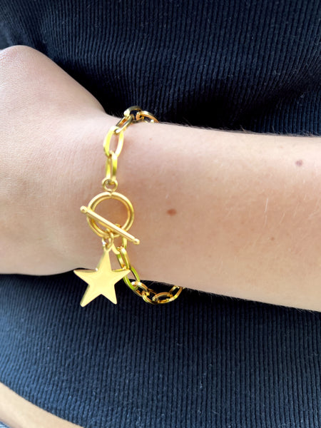 Pulsera Estrella Radiante Baño Oro