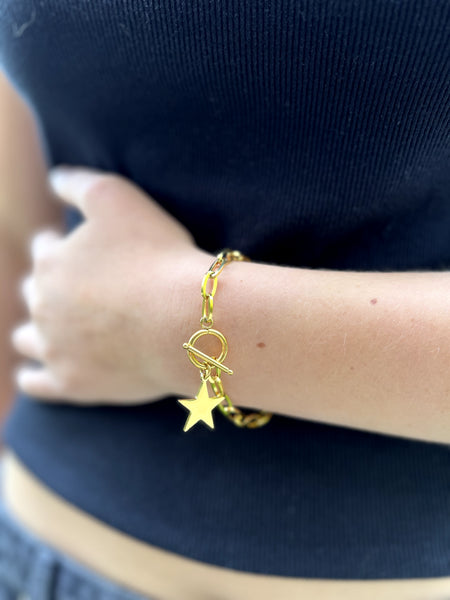 Pulsera Estrella Radiante Baño Oro