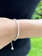 Pulsera Mostacilla Fina Baño Plata