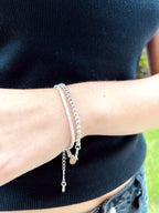 Pulsera Mostacilla Fina Baño Plata