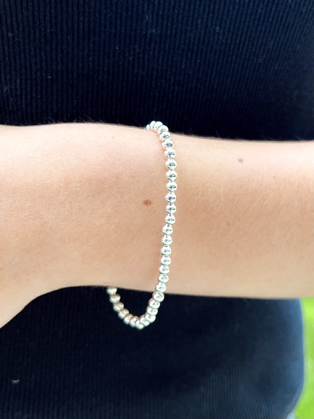 Pulsera Bolitas Baño Plata