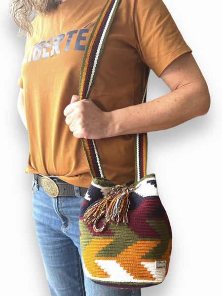 Bolso Wayuu Apshana Zigzag Tonos Tierra