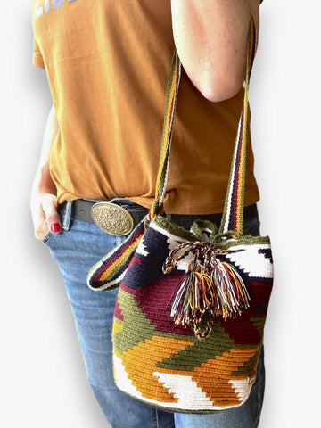 Bolso Wayuu Apshana Zigzag Tonos Tierra