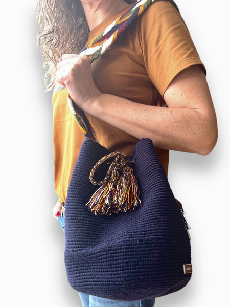Bolso Wayuu Guajira Azul Grande