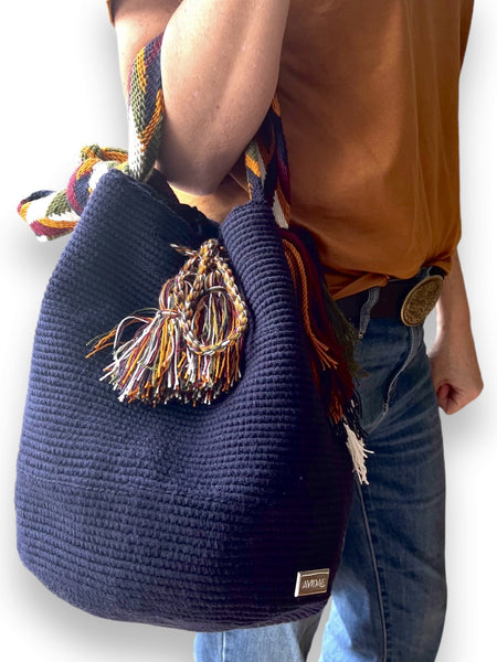 Bolso Wayuu Guajira Azul Grande