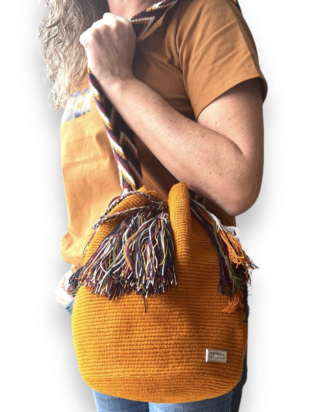 Bolso Wayuu Guajira Mostaza Grande
