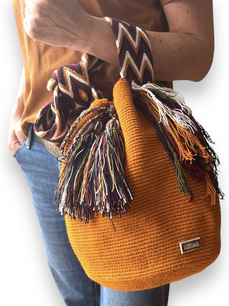 Bolso Wayuu Guajira Mostaza Grande