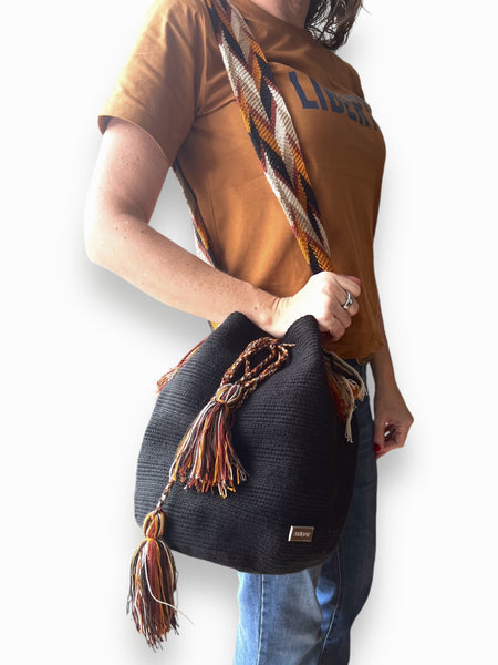Bolso Wayuu Guajira Negro Grande