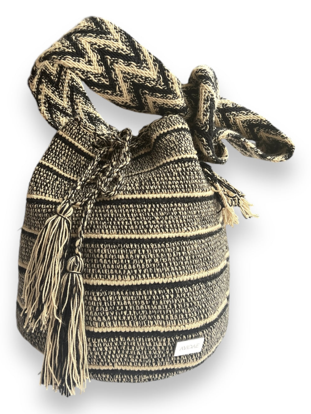 Bolso Wayuu Apshana Negro Beige Grande