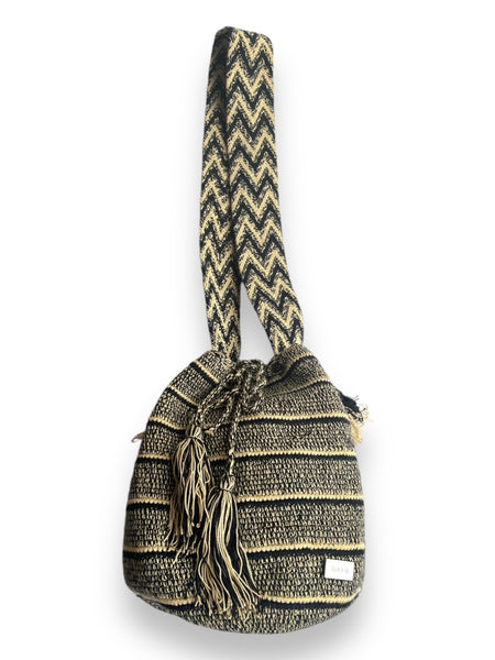 Bolso Wayuu Apshana Negro Beige Grande