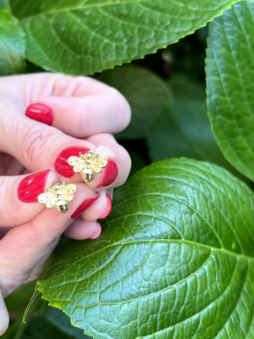 Aros Abeja Reina Baño de Oro