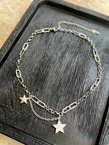 Collar Choker Rock Star Baño Plata