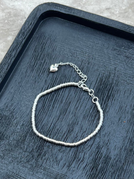 Pulsera Mostacilla Fina Baño Plata