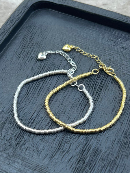 Pulsera Mostacilla Fina Baño Plata