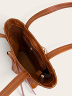 Cartera de Cuero Lazo Midi Café Camel