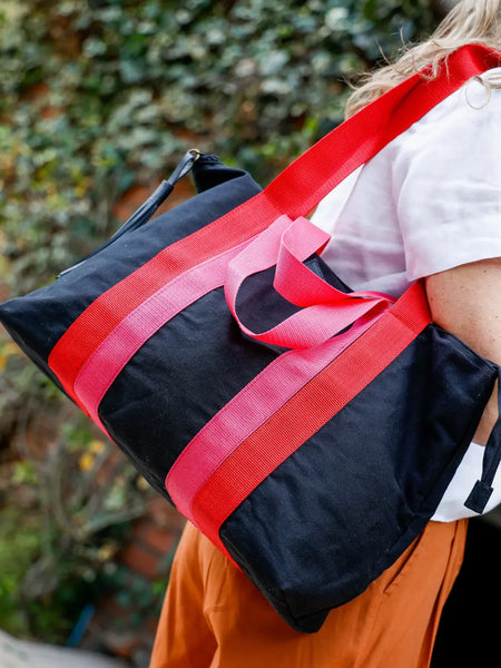 Bolso Agata Negro Rojo-Fucsia