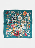 Pañuelo Flores Petroleo 70x70 cms.