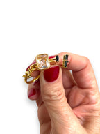 Anillo Obsidianas Reiki Baño de Oro