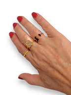 Anillo Obsidianas Reiki Baño de Oro