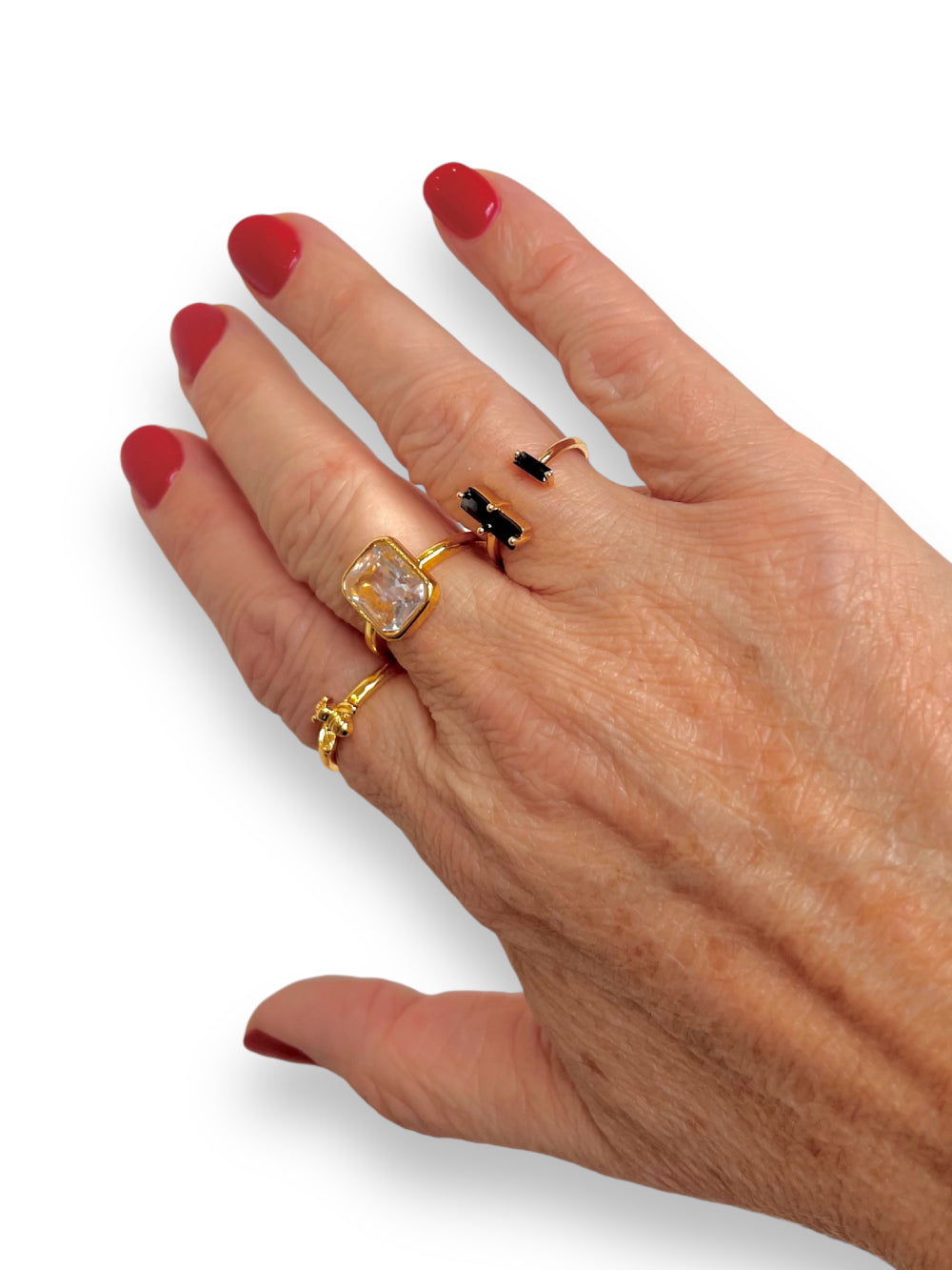 Anillo Obsidianas Reiki Baño de Oro