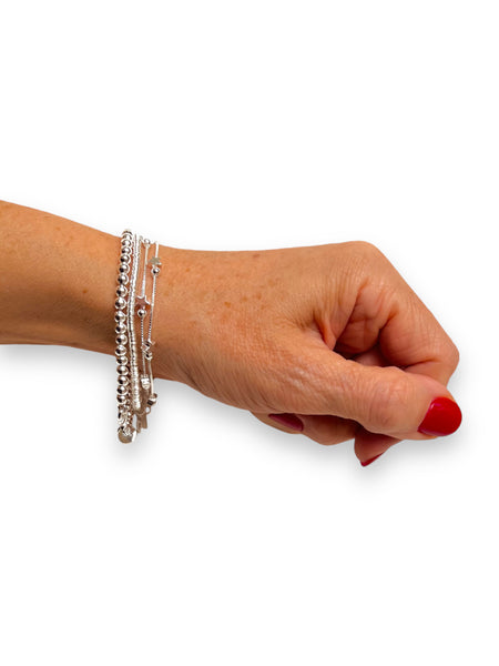 Pulsera Bolitas Baño Plata