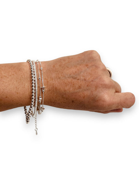 Pulsera Bolitas Baño Plata