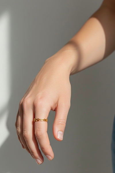 Anillo Estrellas Caladas Baño de Oro