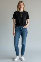 Collar Escarabajo Aguamarina Baño Oro