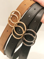 Cinturón Doble Aro Dorado Negro